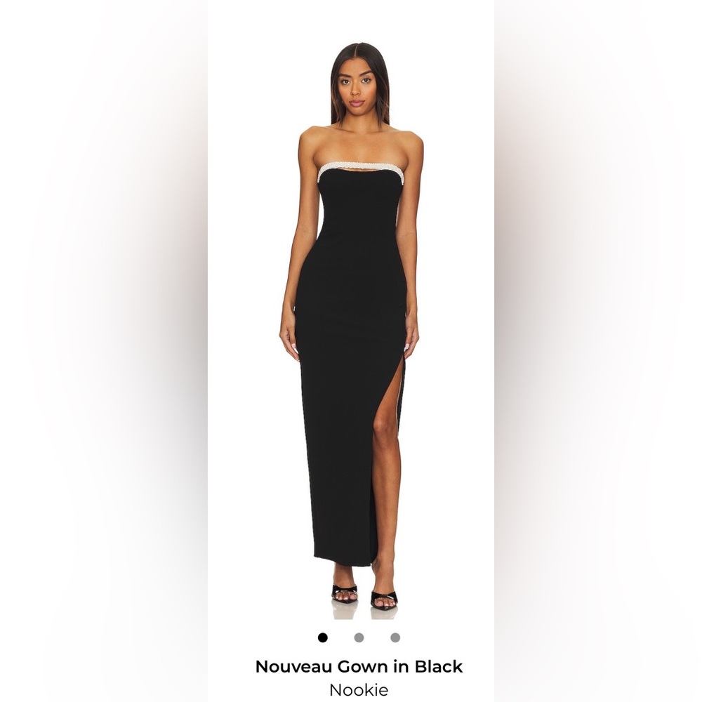 Nookie Strapless Black Gown with Contrast Trim
